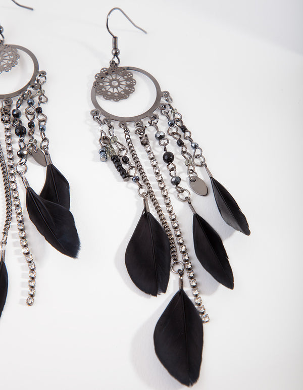 Black Gunmetal Dreamcatcher Earrings
