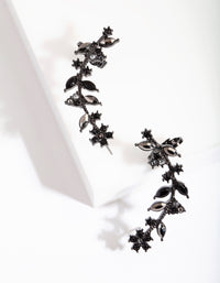 Gunmetal Diamante Flower Leaf Ear Cuff - link has visual effect only