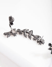 Gunmetal Diamante Flower Leaf Ear Cuff - link has visual effect only