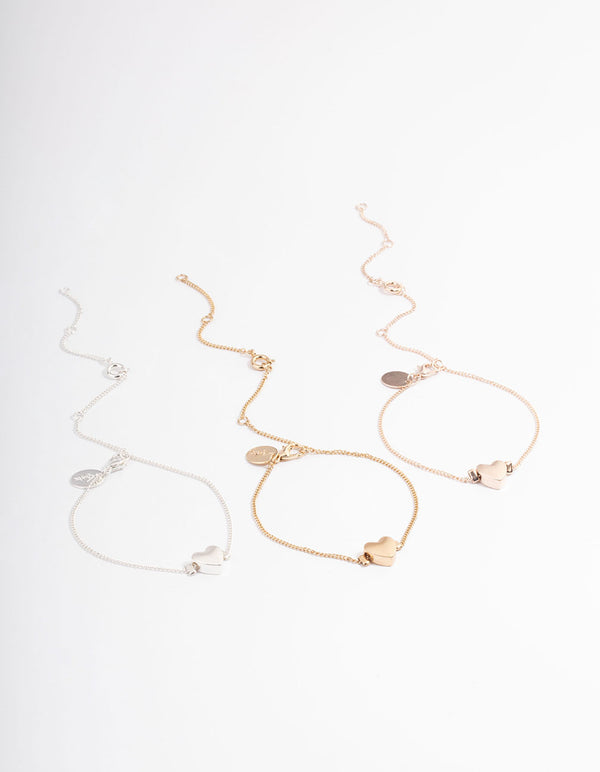 Mixed Metal Mini Hearts Bracelet