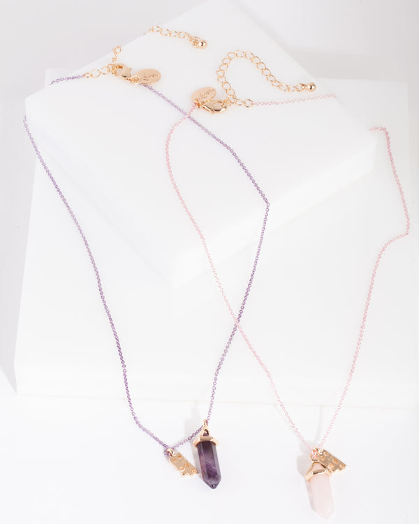 Kids Coated Metal Shard BF Necklace Pack