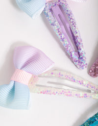 Kids 1cm Ombre Bow Clip 6-Pack - link has visual effect only