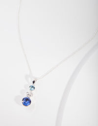 Silver Diamond Simulant Blue Graduating Crystal Pendant Necklace - link has visual effect only