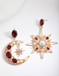 Red Star & Moon Drop Earrings - link has visual effect only