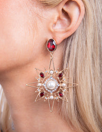 Red Star & Moon Drop Earrings - link has visual effect only