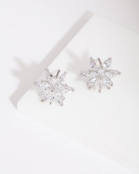Diamond Simulant Elegant Flower Stud Earring - link has visual effect only