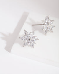 Diamond Simulant Elegant Flower Stud Earring - link has visual effect only