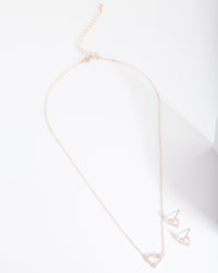 Rose Gold Cubic Zirconia Heart Jewellery Set - link has visual effect only