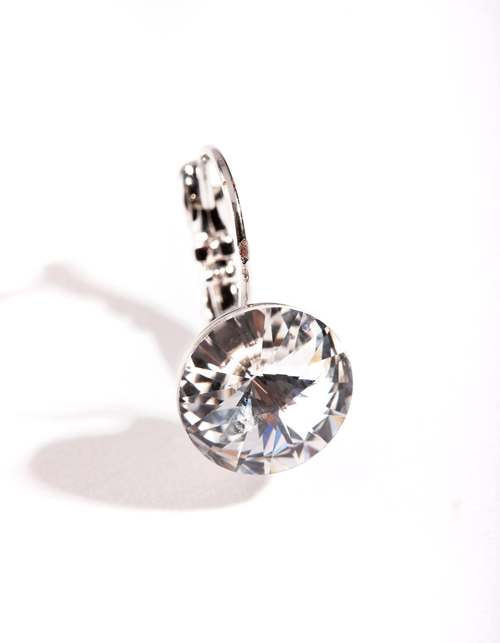 Silver Diamond Simulant Conti Clip On Earrings