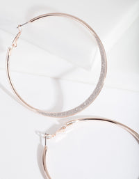 Large Rose Gold Glitter Edge Hoop Earrings - link has visual effect only