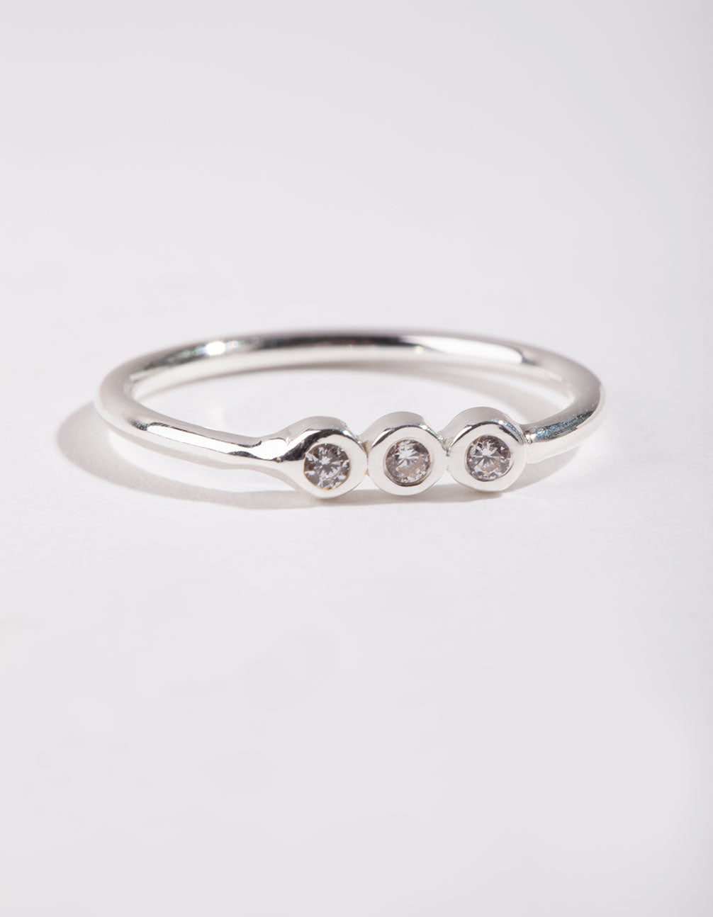 Sterling Silver Triple Diamante Ring