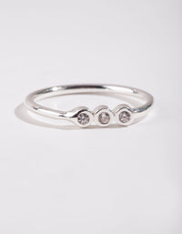 Sterling Silver Triple Diamante Ring - link has visual effect only