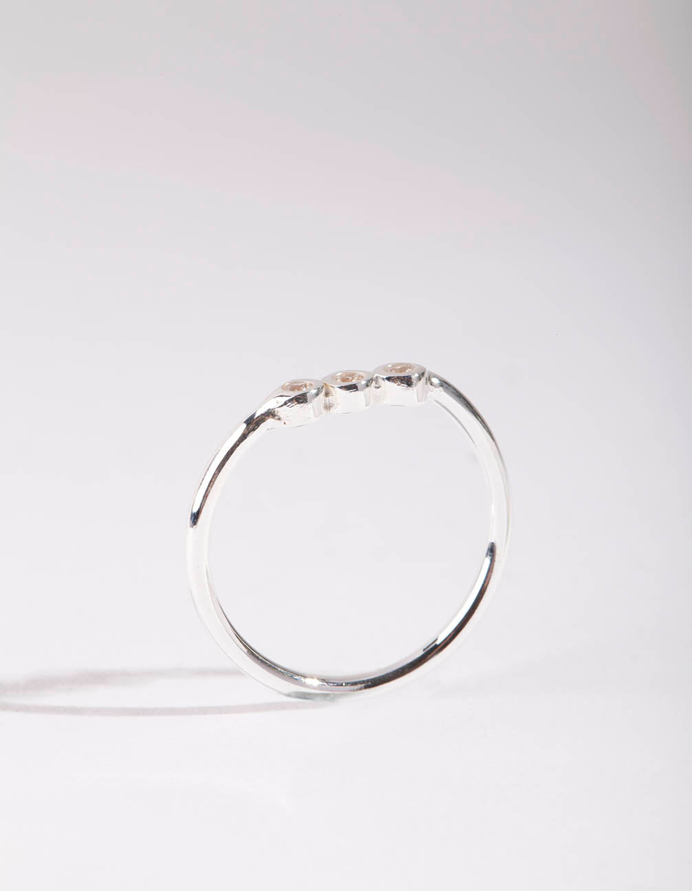 Sterling Silver Triple Diamante Ring