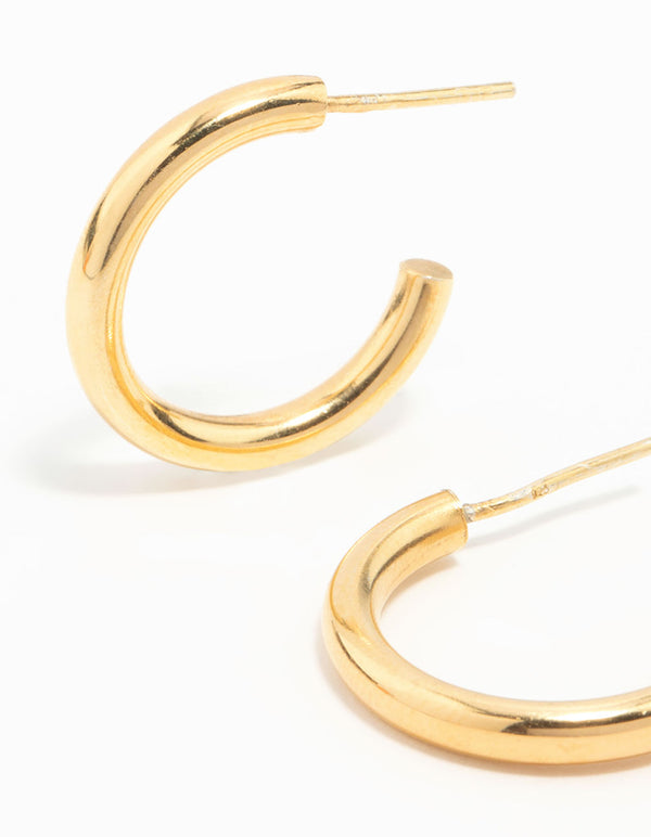 Gold Plated Sterling Silver Chubby Hoop Earrings