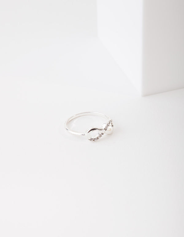 Silver Diamond Simulant Infinity Ring