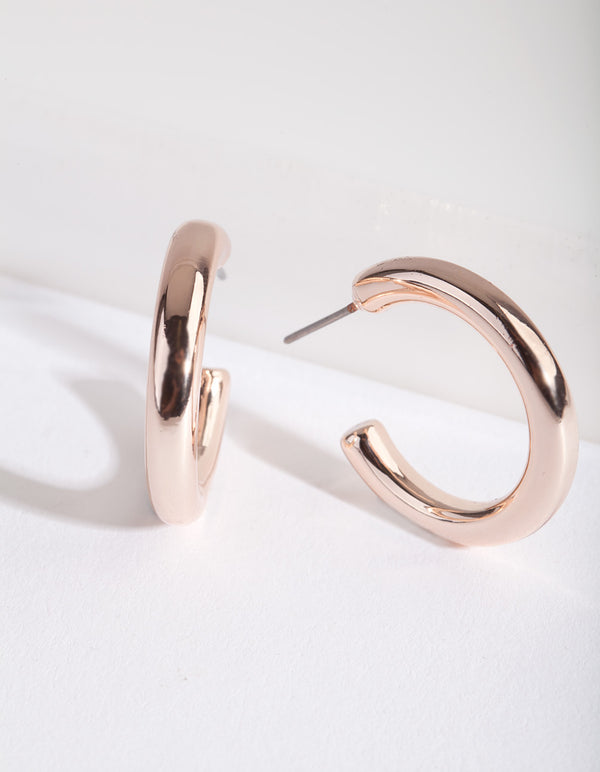 Mini Rose Gold Chunky Hoop Earrings