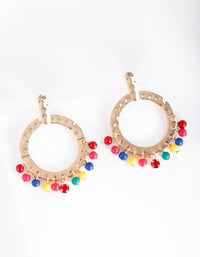 Gold Multicoloured Bead Round Drop Earrings - link has visual effect only