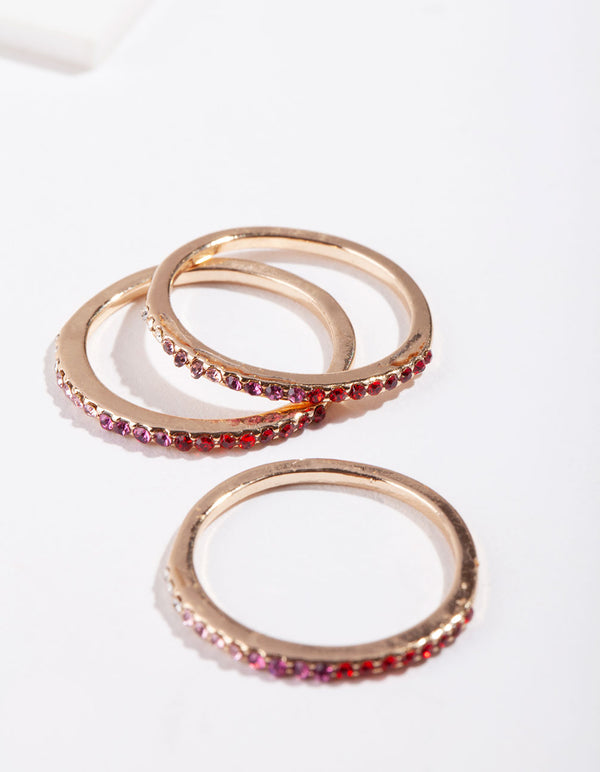 Tones of Red Ombre Diamante Ring Pack