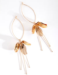Gold Metal Flower Drop Earrings - link has visual effect only