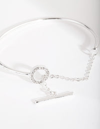 Silver Diamante Link Cuff Bracelet - link has visual effect only