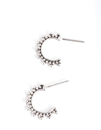 Antique Silver Mini Etched Hoop Earrings - link has visual effect only