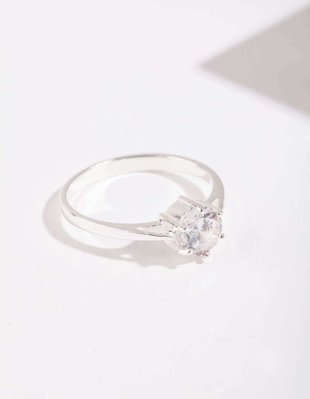 Sterling Silver 6 Claw 5mm Cubic Zirconia Ring