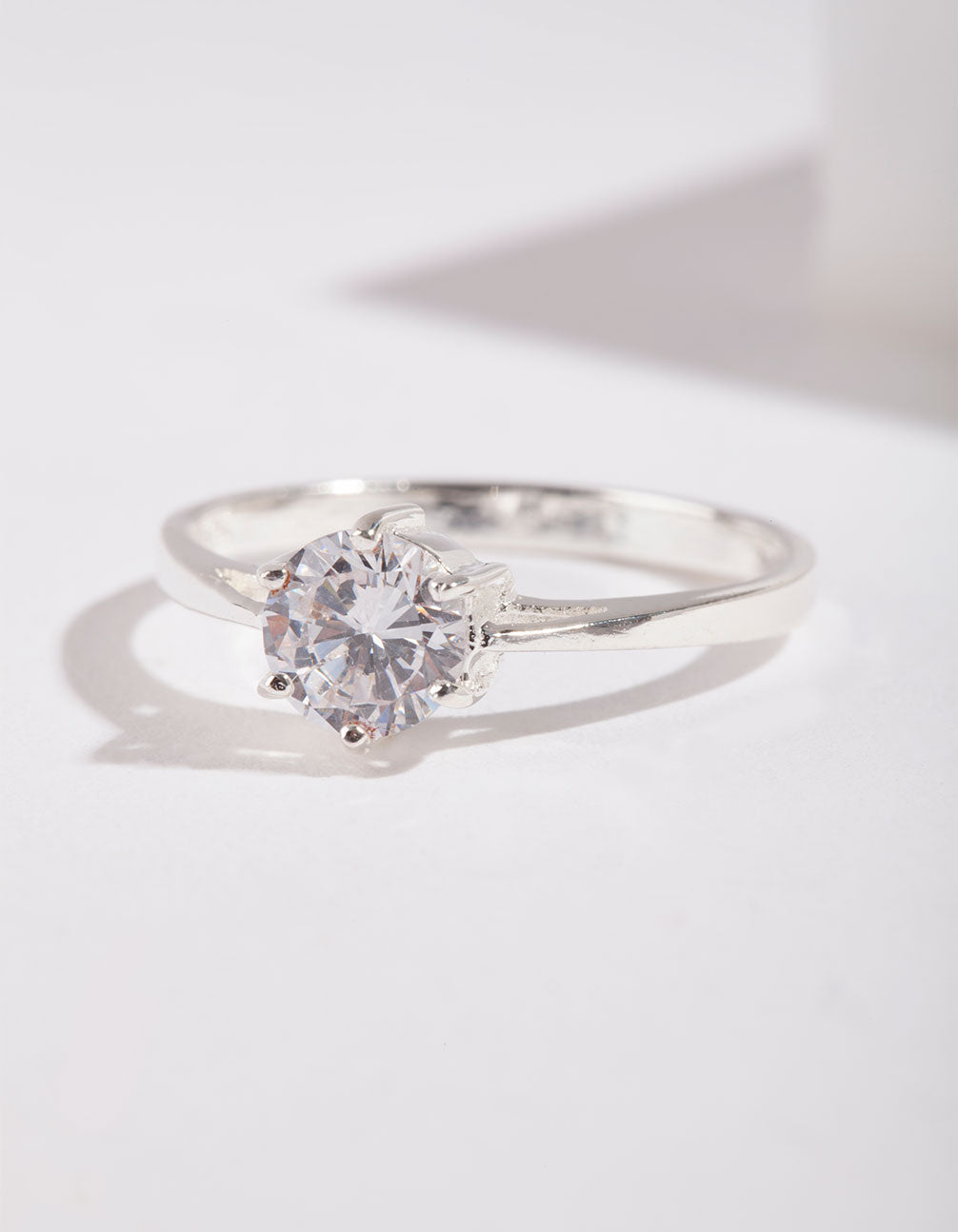 Sterling Silver 6 Claw 5mm Cubic Zirconia Ring