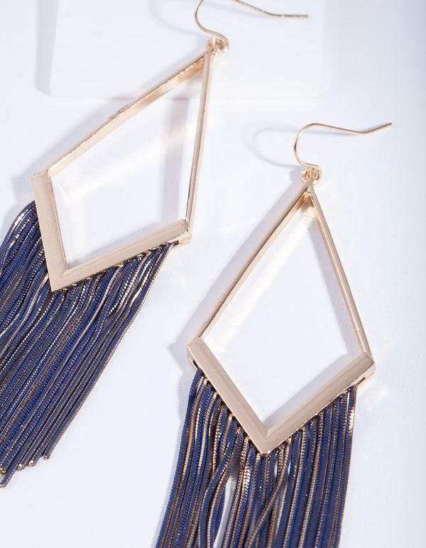 Gold Diamond Shape Snakechain Earrings