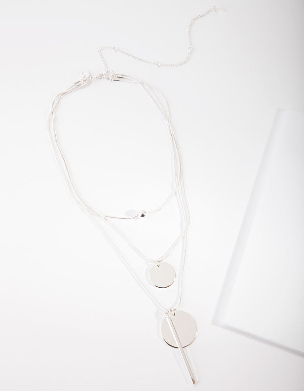 Silver 3 Row Bead Necklace