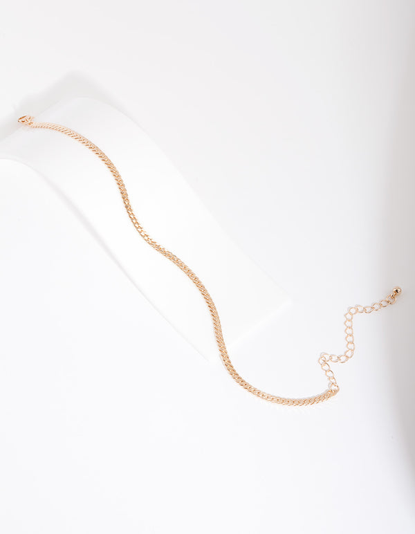 Gold 3mm Herringbone Chain Anklet