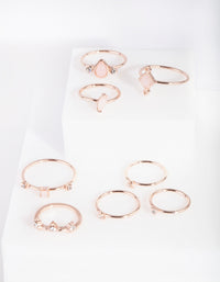 Rose Gold Fine Stone Ring 8-Pack - link has visual effect only