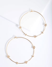Gold Mini Star Moon Hoop Earrings - link has visual effect only