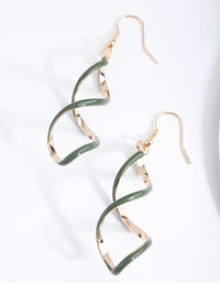 Gold Green Spiral Earrings - link has visual effect only