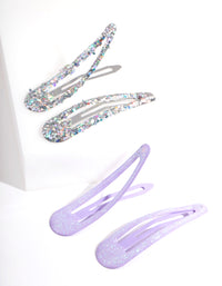 Mix Glitter Snap Hair Clip 4-Pack - link has visual effect only