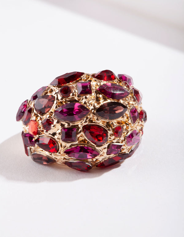 Pink Gem Crated Bubble Ring