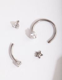 Surgical Steel Diamante Star Barbell Pack - link has visual effect only