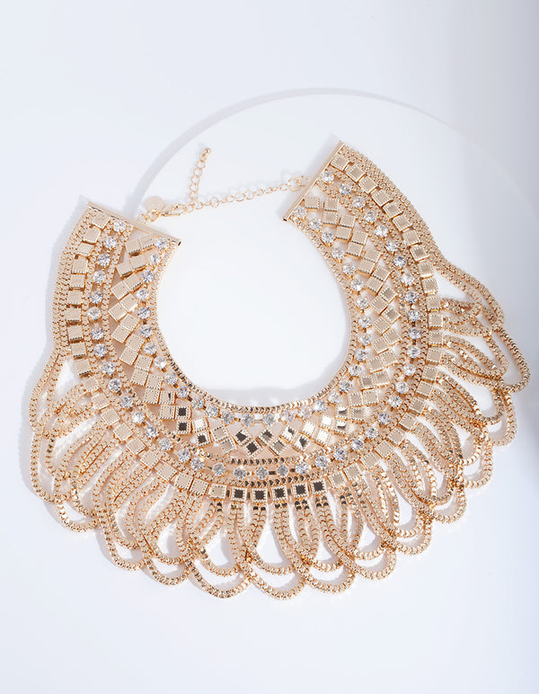 Gold Geometric Drape Collar Necklace