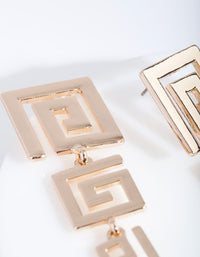 Gold Graduating Geometric Square Earrings - link has visual effect only