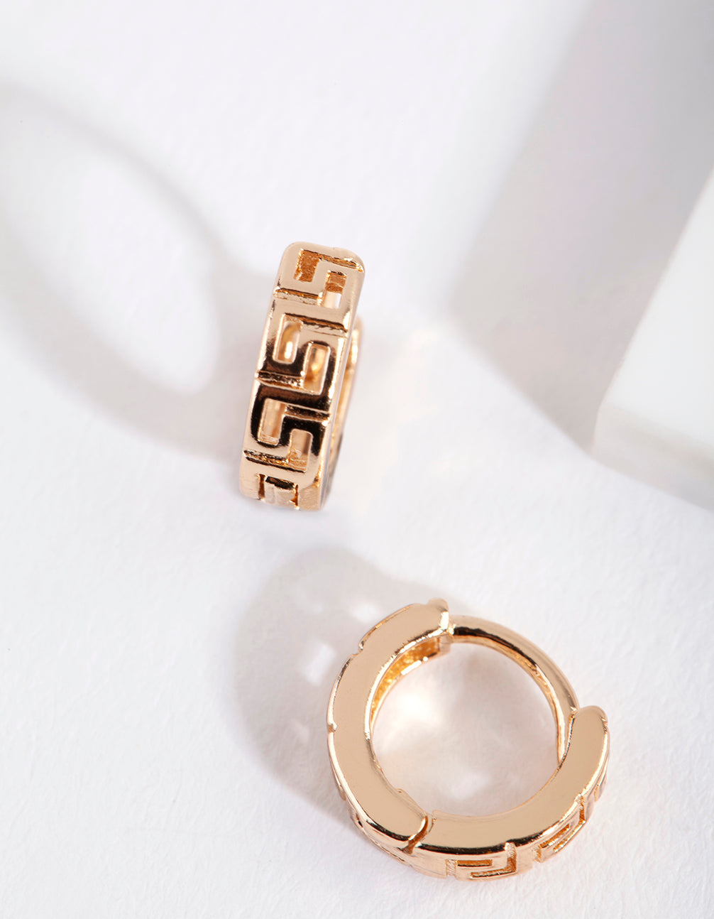 Gold Pattern Huggie Earrings