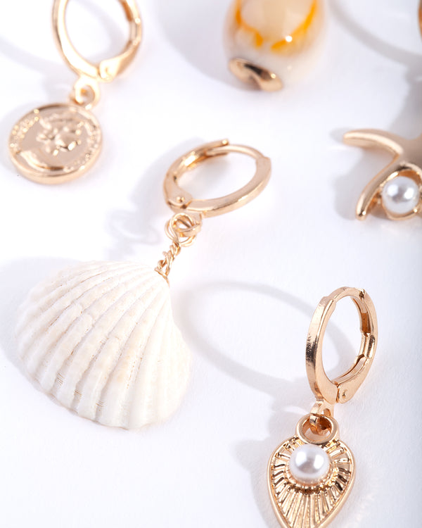 Gold Starfish Huggie Earring Pack