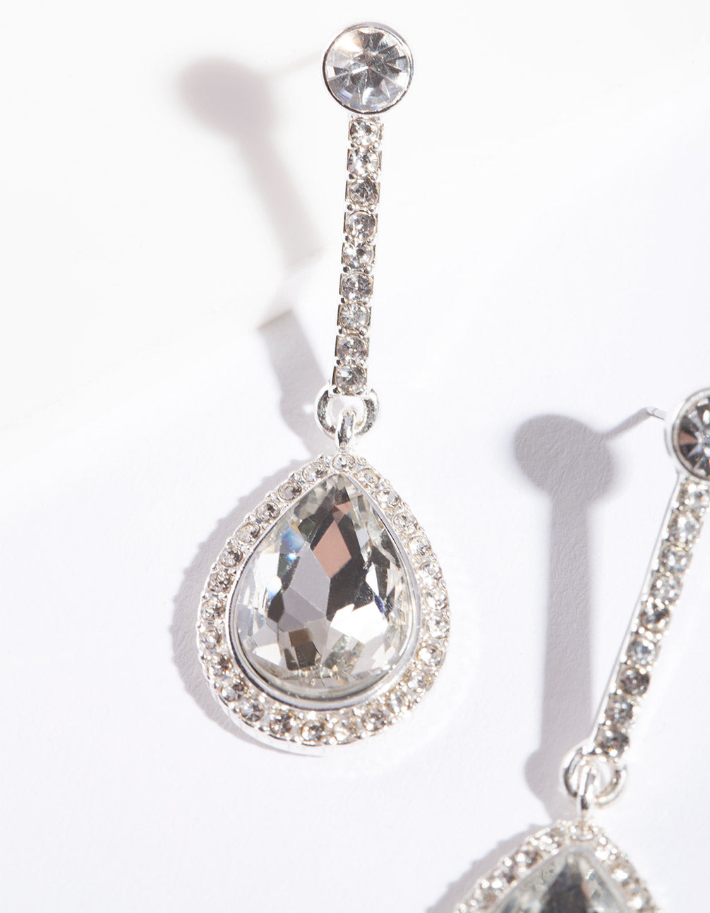 Silver Diamante Teardrop Earrings
