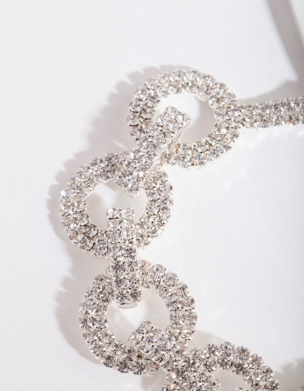 Silver Cupchain Diamante Link Bracelet
