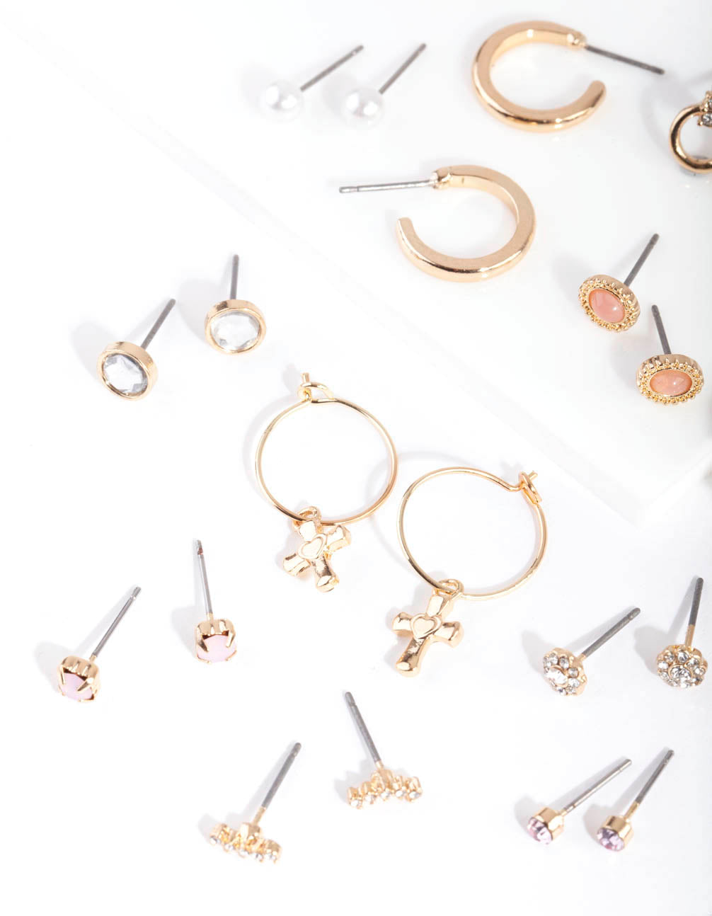 Gold Diamante Hoop Earring 12-Pack