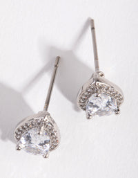 Silver Diamond Simulant Halo Pear Stud Earrings - link has visual effect only