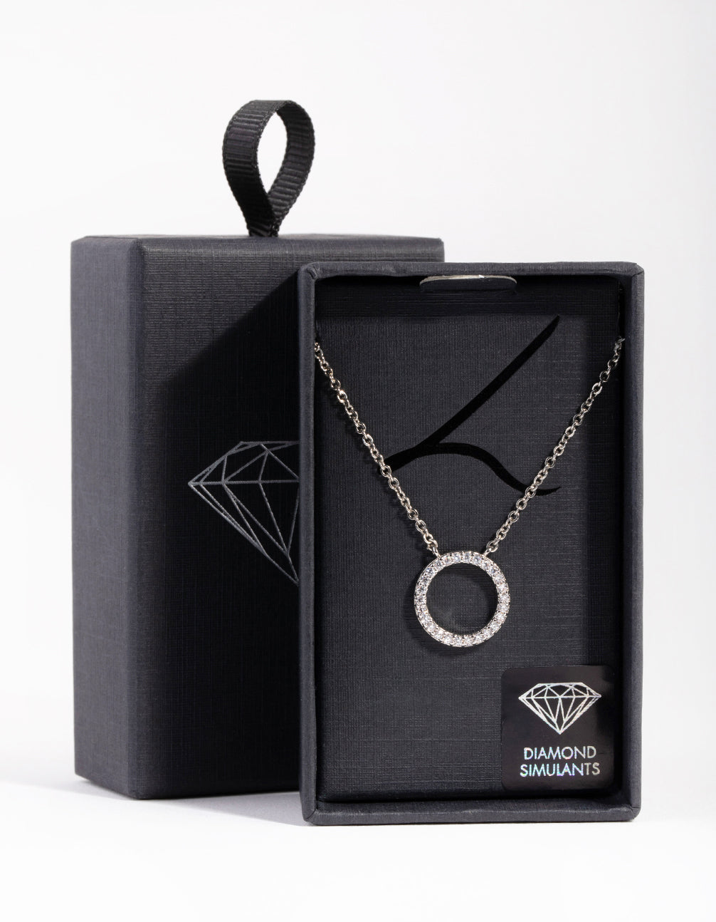 Silver Cubic Zirconia Open Circle Necklace
