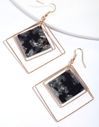 Gold Hanging Diamond Shaped Earrings - link has visual effect only