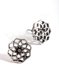Antique Silver Geo Flower Earrings - link has visual effect only