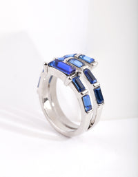 Silver Blue Gem Baguette Wrap Band Ring - link has visual effect only