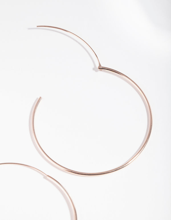 Rose Gold Plated Sterling Silver 40mm Plain Hoop Earrings