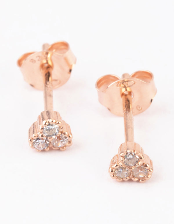 Rose Gold Plated Sterling Silver Cluster Stud Earrings